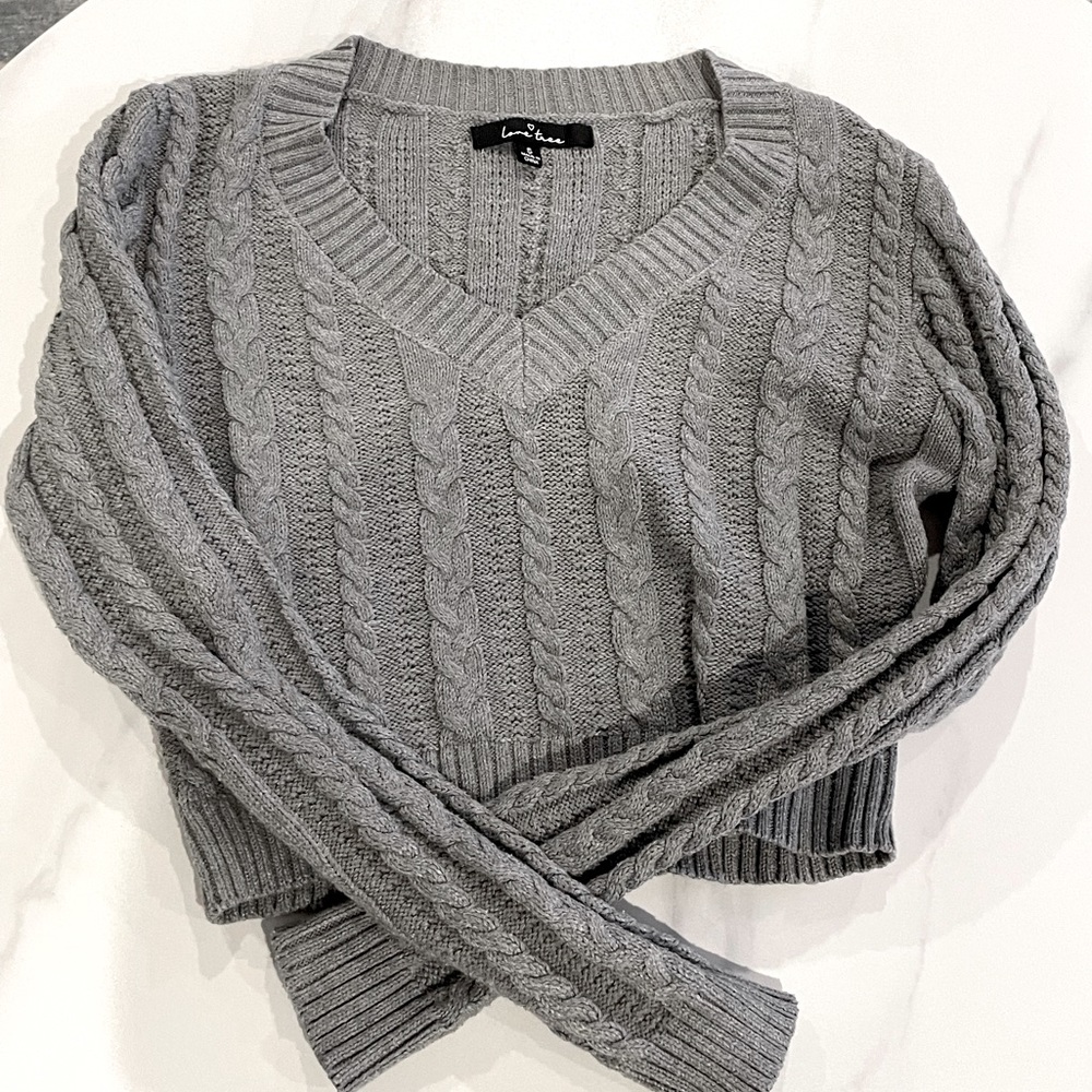 Grey cable knit sweater